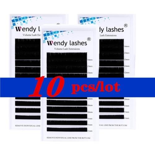 10pcs Wholesale Eyelash Extension Easy Fan Lashes Soft Faux Mink Natural Lash Russian Volume 12 rows Fake Eyelashes Makeup Tools