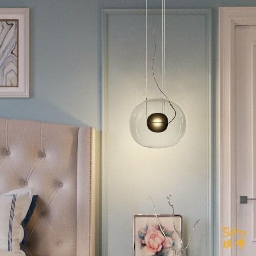 Modern Metal Clear Grey Glass Pendant Light Lamp Metal Hanging Ceiling Light Fixtures LED Suspension Lamps PA0589