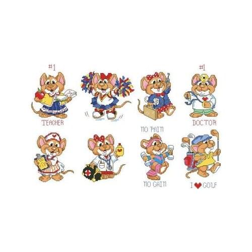 Top WY Free Delivery Top Quality Lovely Counted Cross Stitch Kit Work And Play Cute Mouse Mice dim 00220