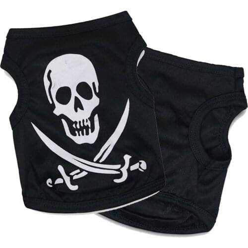 Comfortable and Creathable Summer New Puppy Dog Clothes Skull Handsome Cool Vest T-shirt Short-sleeved Shirt Pet Clothing