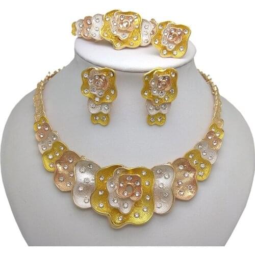 Kingdom Ma Fashion African Necklace Earrings Bracelet Ring Dubai Jewelry Sets Bridal Accessories Women Wedding Jewelry Set