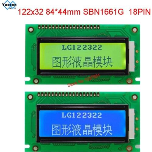 Lcd module 12232 122*32 18pin green blue 84*44mm SBN1661G_M18 LG122322