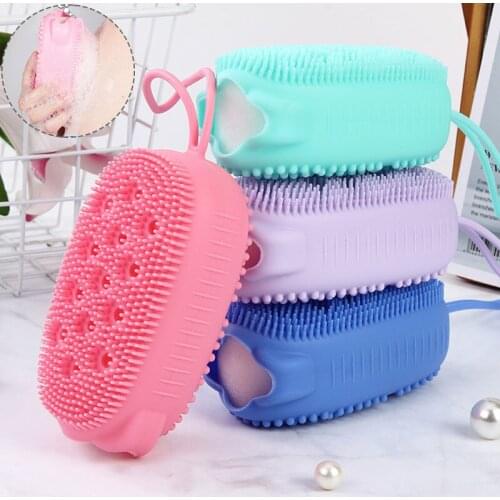 ZK20 Creative bear silicone bubble bath brush double-sided massage back fast foaming bath brush skin cleaning bath brush
