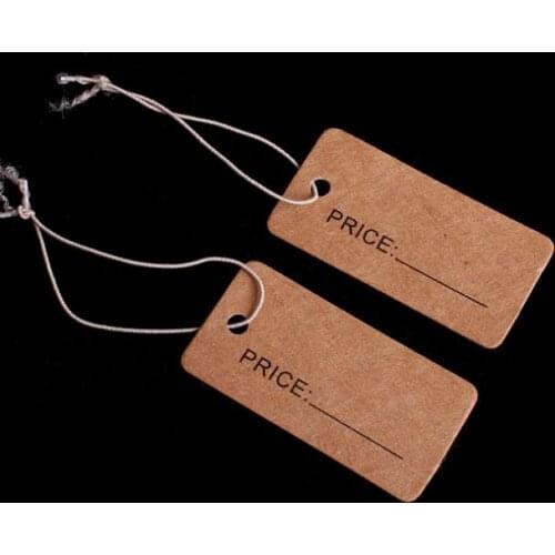 100pcs brown Craft Paper Label Price Tags Jewelry Clothing Retailing 20x40mm Hot Sale New Free Shipping