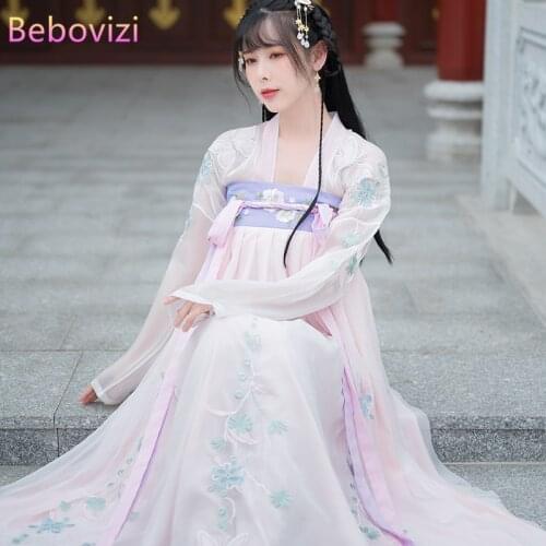 2021 Summer Hanfu Fairy Cosplay Traditional Chinese Costume for Women Vintage Tang Suit Ancient Chinese Style Emboridery Clothes