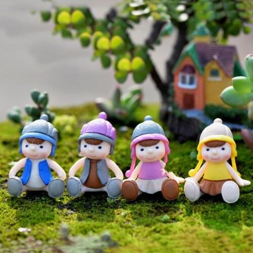 4PCS Sweety Lovers Couple Figurines Miniatures Fairy Garden Gnome Moss Terrariums Resin Crafts Decoration Accessories
