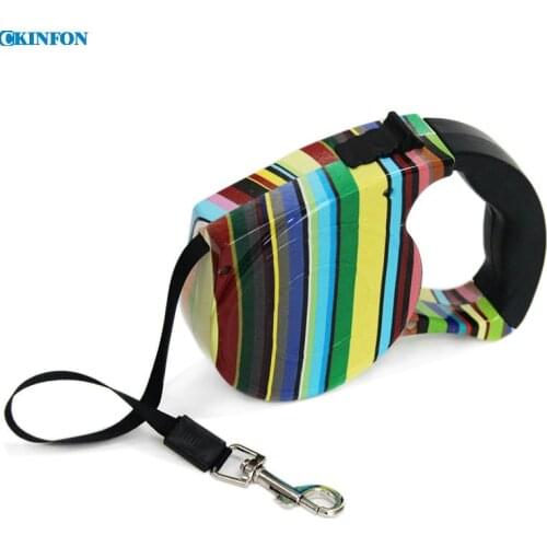 50Pcs/Lot Good Automatic Telescopic Pet Traction Rope Pet Traction Belt Telescopic Colorful Stripes 4.5m Hot