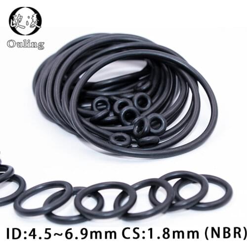 50PCS/lot Rubber Ring NBR Sealing O-Ring 1.8mm Thickness ID4.5/4.87/5/5.3/5.5/6/6.3/6.7/6.9mm Nitrile O Ring Seal Gasket Washer