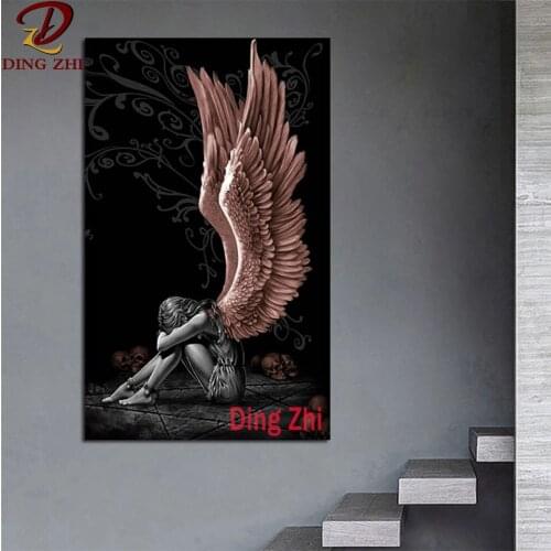Large Size Angels And Demons 5D Diy Diamond Painting Embroidery Sale Full Square Round Drill Diamond Mosaic Cross Stitch Decor