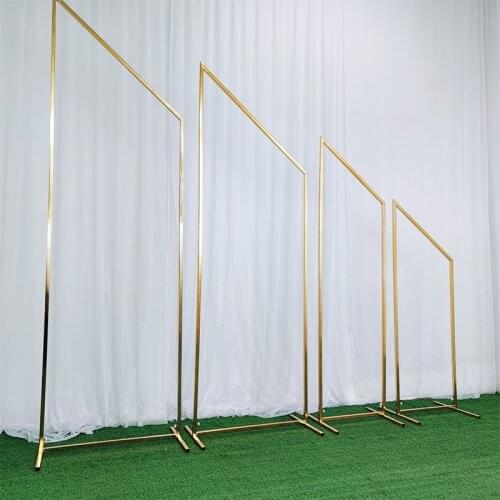 Shiny Gold Geometry Frame Artificial Flower Arch Wedding Iron Screen Background Decorative Props Party Birthday Stage Backdrops