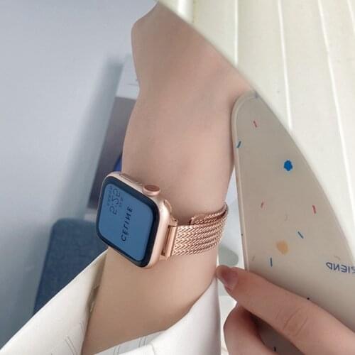 Stainless Steel Lady Bracelet Strap for iwatch 6SE 5 44mm 40mm Metal Band for Apple Watch4 3 2 1 38mm 42mm Wristband Replacement