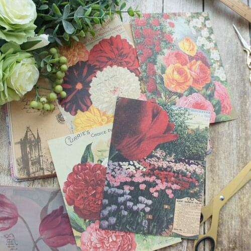 20 Sheets 2 Material Paper Oil Painting Flower Design 14*18.5cm Gift Wrapping Creative Paper Craft Background Scrapbook Paper