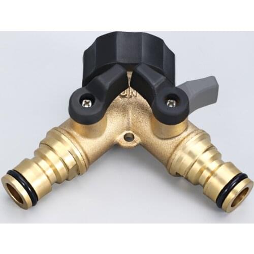 2 Way Y-Type Brass Hose Splitter Heavy Duty Watering Valve Outdoor Switch Tap Faucet High Quality