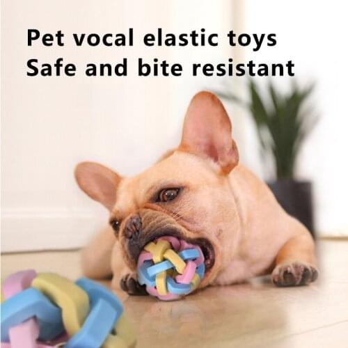 Pet Vocal Elastic Toys Safe And Bite Resistant Dog Colorful Squeak Ball Full Of Elasticity Pet Molars Bite Resistant Woven Ball