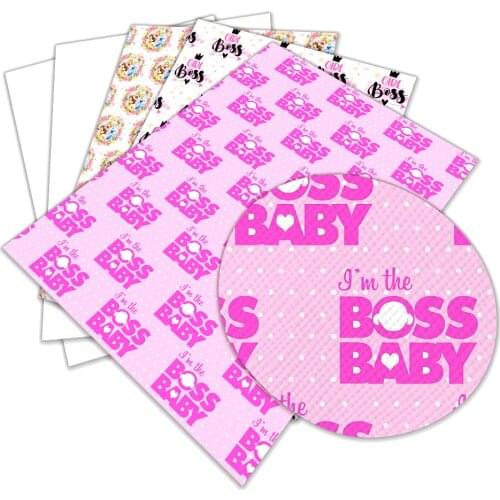 Faux Leather Cartoon Boss Baby Pattern Printed Synthetic for DIY Hairbow Accessories Decoration 30 Cm X 22cm
