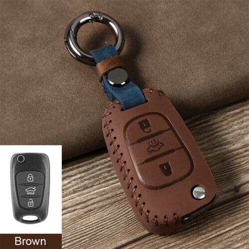 3 Button Leather Flip Key Case Cover Holder Shell For KIA Rondo Sportage Soul Rio For Hyundai I30 IX35 Avante Verna key chains