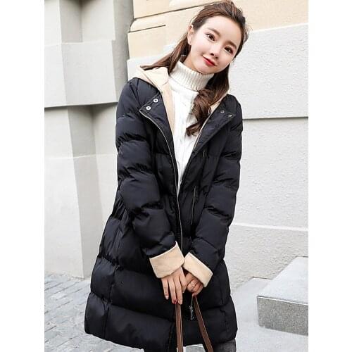 Fashion Hooded Cotton Women Jackets long Section 2018 New loose Down Cotton Padded Womens Thick Winter Coat Long Sleeve Womens