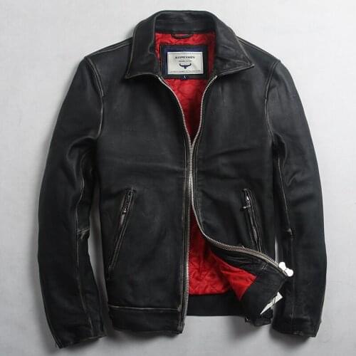 Avirexmen 2017 mens vintage genuine leather jacket fashion slim fit real leather jacket men spring casual leather coat for men