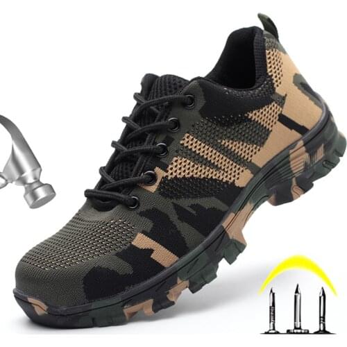 Mens Steel Toe Safety Shoes Ankle Boots For lightweight Breathable Anti-Smashing Non-Slip Construction Work Male Sneakers 2021