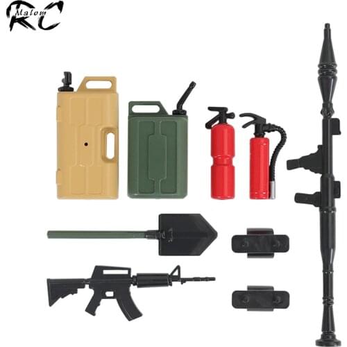 1/10 Scale RC Car Decoration Tools Set Fire Extinguisher Shovel Weapon Toy for RC Crawler Truck Axial SCX10 TRX-4 D90 D110 TF2