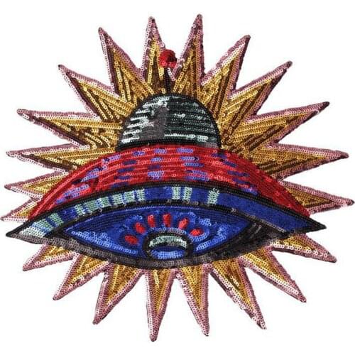 New Large UFO Patch Space Alien Patches Sewing Embroidered Applique for Jacket Clothes Stickers Badge DIY Apparel Accessories