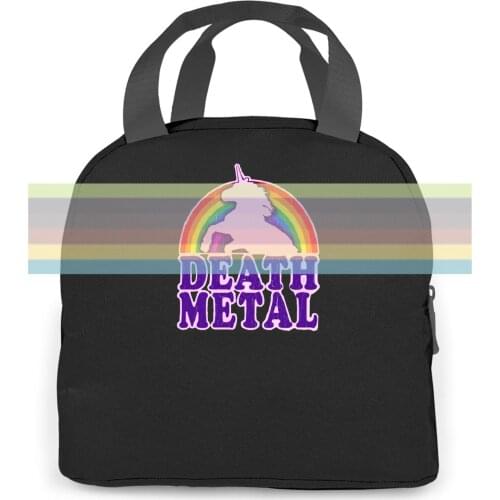 Death Metal Unicorn White women men Portable insulated lunch bag adult