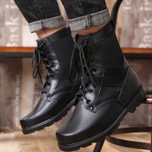 Steel Toe Work Boots Microfiber Leather Ankle Boots Men Military Boots Black Safety Shoes Waterproof Lace Up Tactical Army Shoes