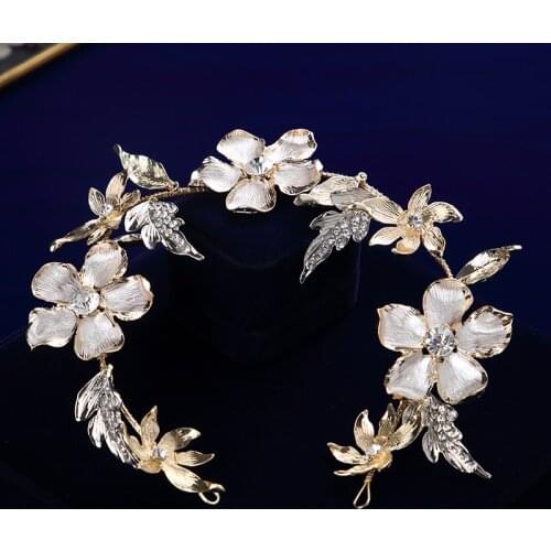 Handmade Gold Brides Soft Hairbands Multi-layers Headbands Bridal Pearls Hair Accessories Crystal Headpieces