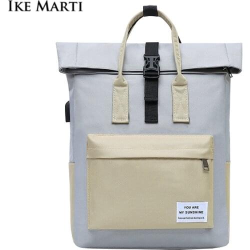 IKE MARTI College Style Backpack Student Bag Back To School Fashion Cute Women Backpack Book A4 Backpacks for Teenagers Girls