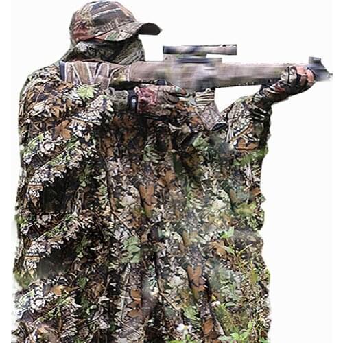 Sniper CS Bionic Camouflage Poncho Men 3D Maple Leaf Camo Ghillie Suits Adults Childrens War Game Hunting Clothes Birdwatching