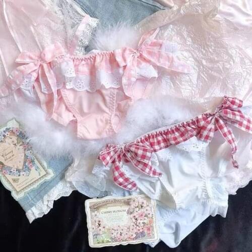 Kawaii Lingerie Thong Panties Cute Underwear Women Seamless Briefs Red Pink Japanese Lolita Girl Breathable Panty Tangas Mujer