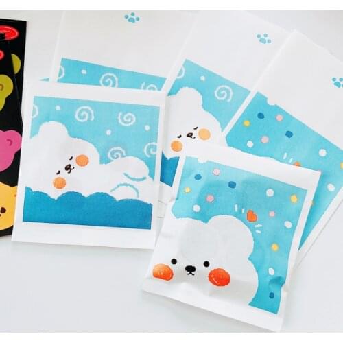 Wind Watercolor Painting Cloud Bear Paper Bags Korea Cute Gift Bag With Coated Snack Biscuit Packaging Pouches 10pcs 11x17cm