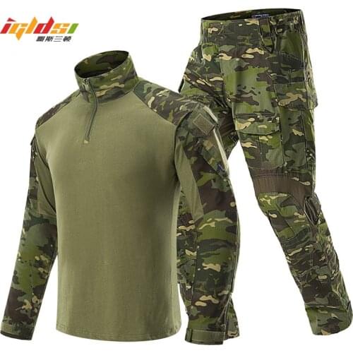 Military Tactical Sets Man Uniforms BDU Army Airsoft Paintball Combat Suit Sets Camouflage Long Sleeve T-shirts Cargo Work Pants