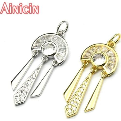 High Quality Gold Silver Vacuum Plating Metal Tassel Pendant Charms Fashion Necklace Earring Making Findings 5pcs