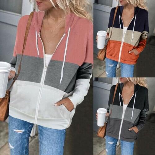 Womens Long Sleeve Zip Up Sweatshirt Hooded Hoodie Coats Jacket Sports Outwear