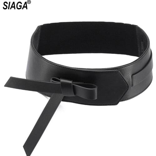 Ladies Casual Retro Black Overcoat Decorative PU Genuine Leather Belts for Women Type Fashion Waistband Belt FCO138