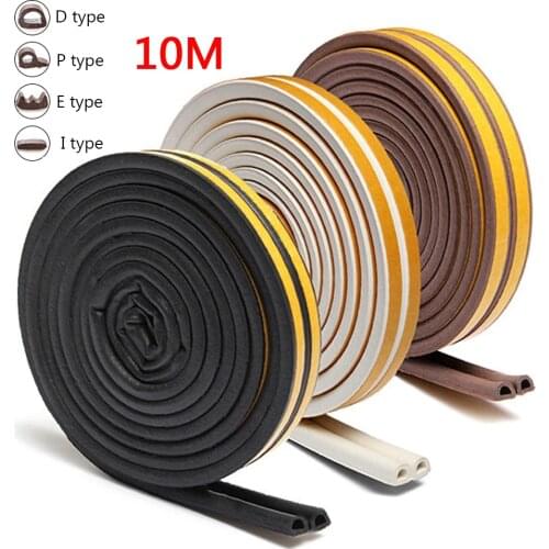 10m D/E/P/I Self Adhesive Anti Collision Tape Window Door Seal Strip Foam Brush Draught Excluder Dustproof Noise Insulation Type