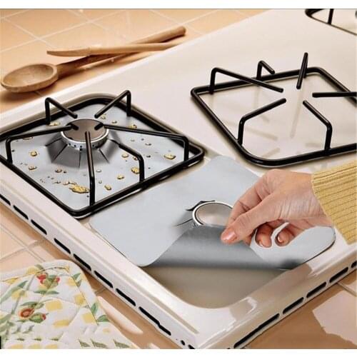 4pcs/pcak Glass Fiber Gas Stove Protectors Reusable Gas Stove Burner Cover Liner Mat Pad Home Kitchen Tools Easy To Clean