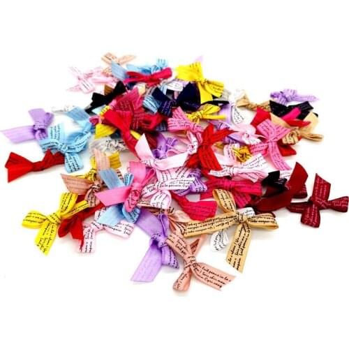 50/100Pcs/lot Handmade Ribbon Pre Tied Satin Gift Package Bow Wedding Embellishment for craft supplies scrapbooking Accessory