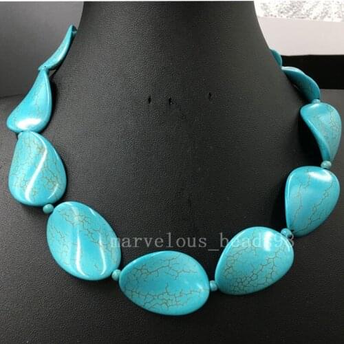 Free Shipping Beautiful jewelry Howlite Howlite Potato chips Women Men Pendant Necklace 18.5" G8192