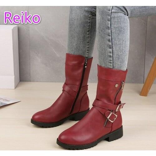 2021 autumn thick-soled womens boots side zipper buckle womens boots fashion all-match Korean womens boots large size 35-43