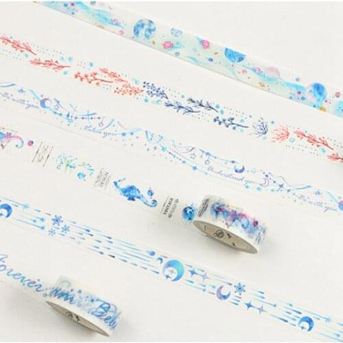 Ocean Starry Sky Whale Paper Washi Tape Fairy Tale Animal Masking Tapes For Diary Album Scrapbooking Decoration Stationery