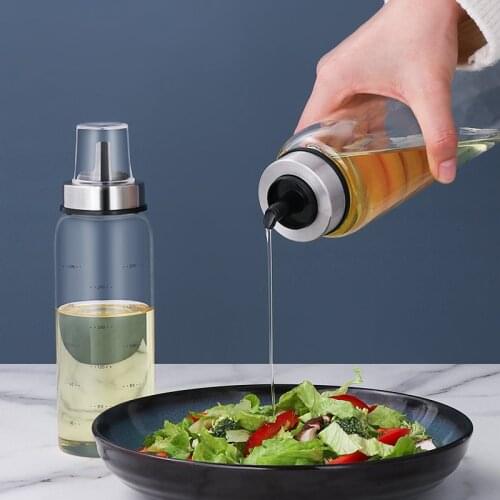 Olive Oil Bottle With Dropper Glass Vinegar Soy Sauce Bottle Spout Container Small Modern Decorative For Kitchen With Caps Lid