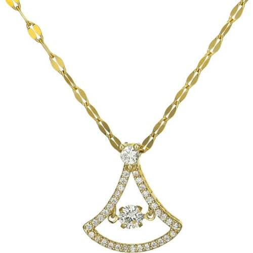 316L Stainless Steel Fashion Fine High-end Jewelry Zircon Skirt Shape Charms Chain Collier Necklaces & Pendants For Women