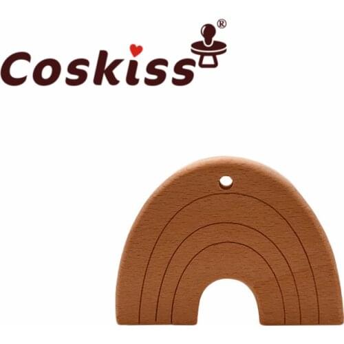 Coskiss Beech Wooden Toys DIY Crafts Baby Teether For Making Rattles Rainbow Educational Toy Wooden Teether For New Born Teether