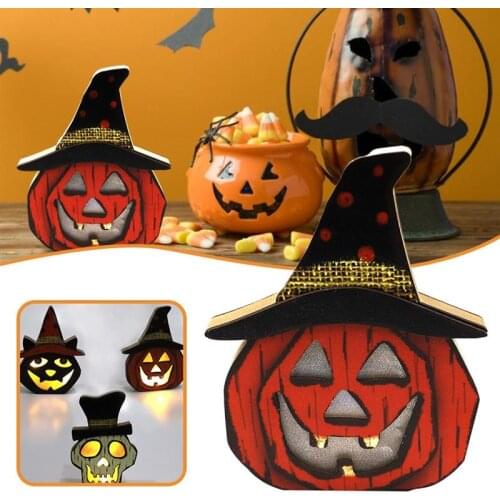 Halloween Wooden Pumpkin Lights Halloween Decorations Pumpkin Lamp for Mantelpiece Theme Party Home Decor Party Supplies