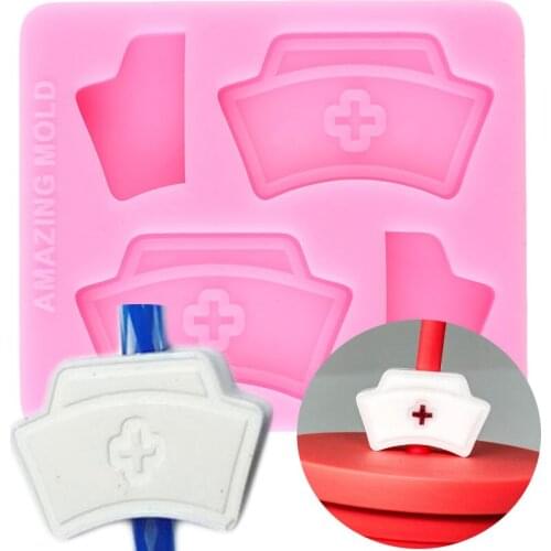 DIY Nurse Hat Straw Topper Silicone Mold Candy Chocolate Fondant Cake Decorating Tools Pendant Craft Keychain Epoxy Resin Molds