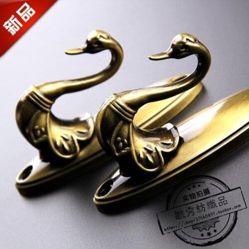 European 1Pair Zinc Alloy swan Curtain Hooks Wall Tieback Tassel Towel Hanger Coat Hat Hook Curtain Accessories