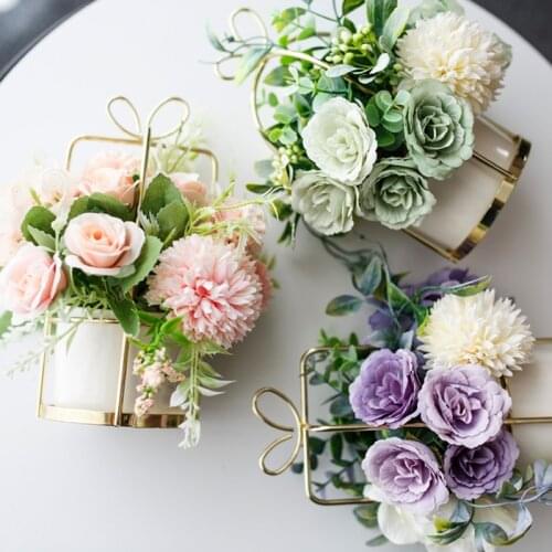 European Style Fake Flowers for Home Table Setting Decoration Indoor Artificial Flower Home Party Decoration Potted Flowers