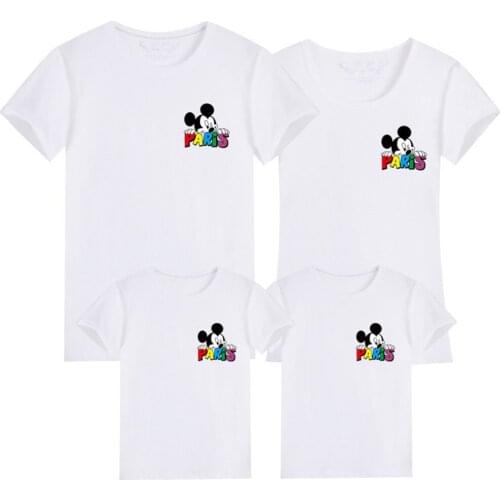 Disney Kawaii Graphic Mickey Mouse Print T-Shirts Cute Shirt Hipster Female Tshirt Holiday Tee Tops Family Matching Clothes